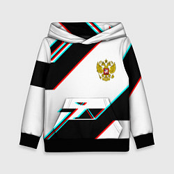 Детская толстовка Россия спортивная геометрия глитч