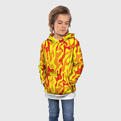 Толстовка-худи детская Абстракция красный рисунок на желтом фоне, цвет: 3D-белый — фото 2