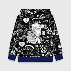 Толстовка-худи детская Lil Peep pattern автографы лого, цвет: 3D-синий