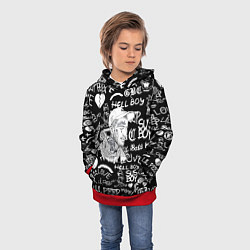 Толстовка-худи детская Lil Peep pattern автографы лого, цвет: 3D-красный — фото 2