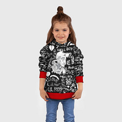 Толстовка-худи детская Lil Peep pattern автографы лого, цвет: 3D-красный — фото 2