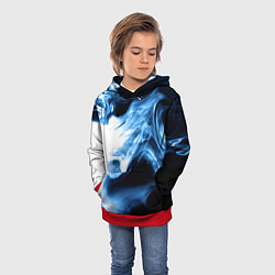 Толстовка-худи детская Дым смок вейпа текстура, цвет: 3D-красный — фото 2