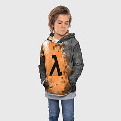 Толстовка-худи детская Half life оранжевые краски, цвет: 3D-меланж — фото 2