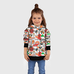 Толстовка-худи детская Суши высочайшего качества, цвет: 3D-черный — фото 2