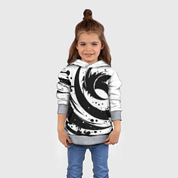 Толстовка-худи детская Ai art black and white abstraction, цвет: 3D-меланж — фото 2