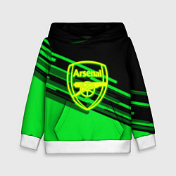 Толстовка-худи детская Arsenal geometry line green, цвет: 3D-белый
