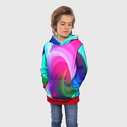 Толстовка-худи детская Неоновая абстракция градиент, цвет: 3D-красный — фото 2