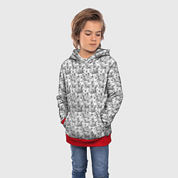 Толстовка-худи детская Черно белый узор с ящерицами - паттерн, цвет: 3D-красный — фото 2