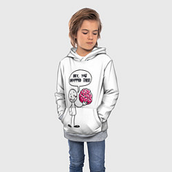 Толстовка-худи детская Мем с человечком - выпал мозг, цвет: 3D-меланж — фото 2