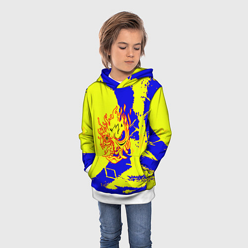 Детская толстовка Samurai logo yellow fire / 3D-Белый – фото 3