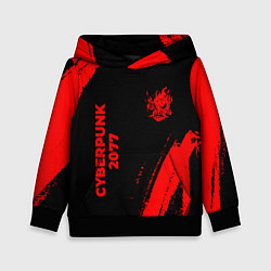 Толстовка-худи детская Cyberpunk 2077 - red gradient вертикально, цвет: 3D-черный