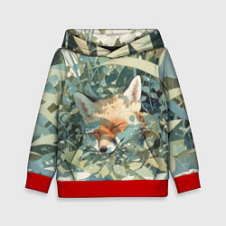 Толстовка-худи детская Спящий лис, цвет: 3D-красный