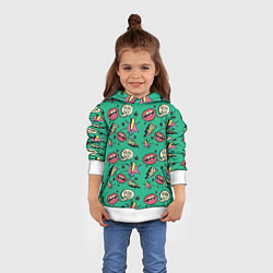 Толстовка-худи детская Губы и молния поп арт, цвет: 3D-белый — фото 2