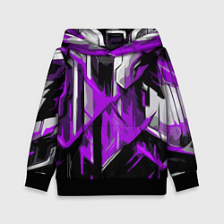 Толстовка-худи детская White and purple abstraction on a black background, цвет: 3D-черный