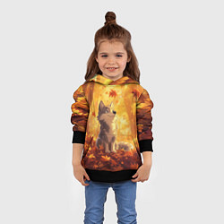 Толстовка-худи детская Волчонок в осеннем лесу, цвет: 3D-черный — фото 2