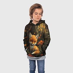 Толстовка-худи детская Лисёнок в волшебном лесу, цвет: 3D-меланж — фото 2