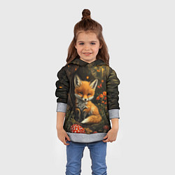 Толстовка-худи детская Лисёнок в волшебном лесу, цвет: 3D-меланж — фото 2