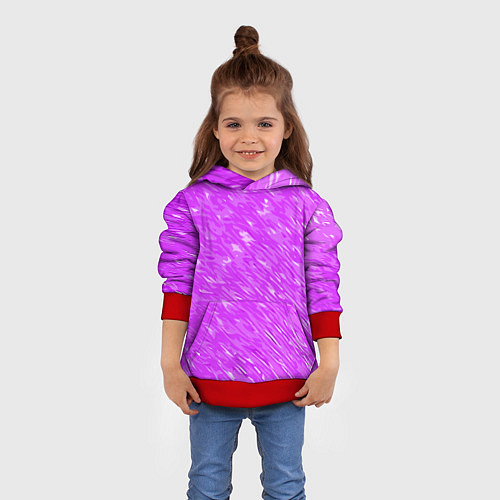 Детская толстовка Фиолетово-белые мазки / 3D-Красный – фото 4