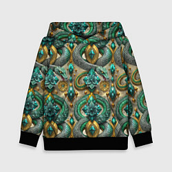 Детская толстовка Паттерн зеленые темные змеи