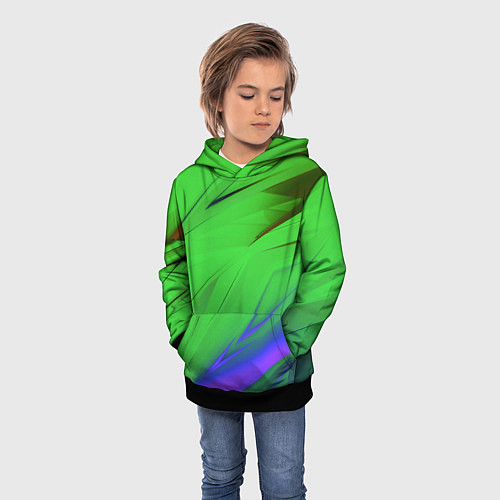 Детская толстовка Кислотно неоновая геометрия / 3D-Черный – фото 3