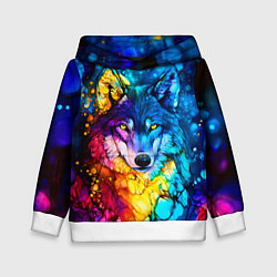 Толстовка-худи детская Кислотный волк, цвет: 3D-белый