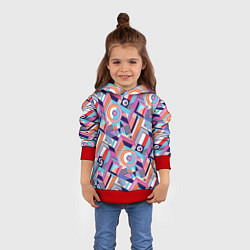 Толстовка-худи детская Зигзаги в геометрии, цвет: 3D-красный — фото 2