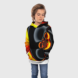 Толстовка-худи детская Фрактальный узор абстракция, цвет: 3D-белый — фото 2