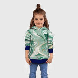Толстовка-худи детская Светло-зеленый узор с завитками, цвет: 3D-синий — фото 2