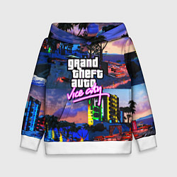 Толстовка-худи детская GTA vice city коллаж, цвет: 3D-белый