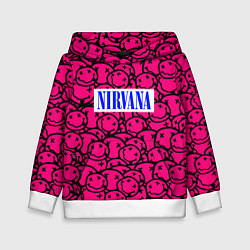 Толстовка-худи детская Nirvana pink logo, цвет: 3D-белый