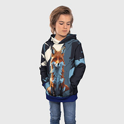 Толстовка-худи детская Лиса на ночном фоне, цвет: 3D-синий — фото 2