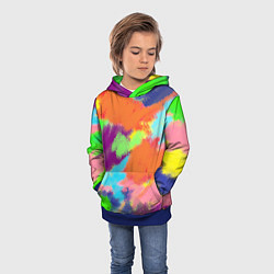 Толстовка-худи детская Яркие пятна мелками - текстура, цвет: 3D-синий — фото 2