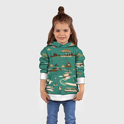 Толстовка-худи детская Осенний городской парк, цвет: 3D-белый — фото 2