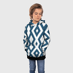 Толстовка-худи детская Геометрический узор ромб синий, цвет: 3D-черный — фото 2