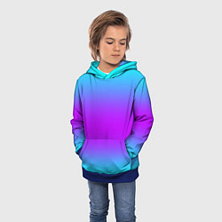 Толстовка-худи детская Градиент текстура неоновая, цвет: 3D-синий — фото 2