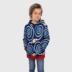 Толстовка-худи детская Абстрактный 3D космос, цвет: 3D-красный — фото 2