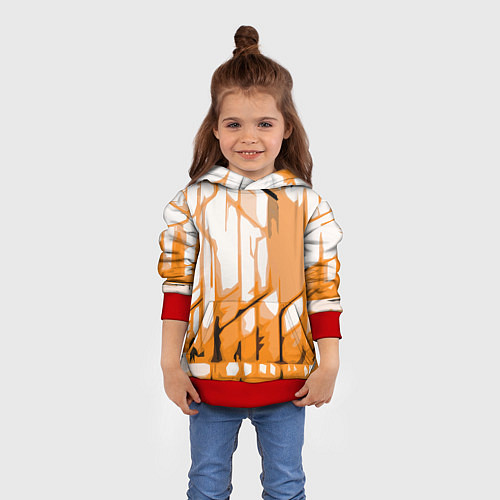 Детская толстовка Оранжевые полосы на белом фоне / 3D-Красный – фото 4