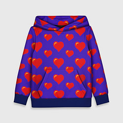 Детская толстовка Сердечки на синем фоне - паттерн