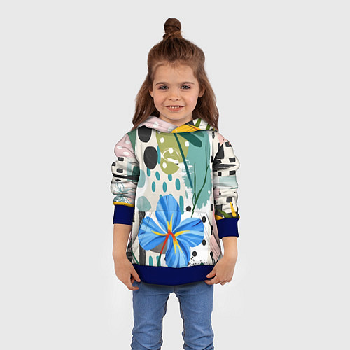 Детская толстовка Цветы горошек абстракция / 3D-Синий – фото 4