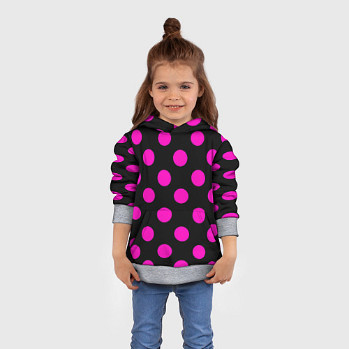 Детская толстовка Эмо эстетика - черно розовый горох / 3D-Меланж – фото 4