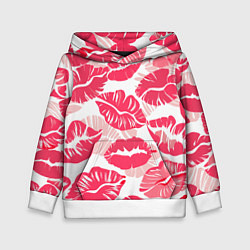 Толстовка-худи детская Романтический отпечаток помады игривый макияж, цвет: 3D-белый