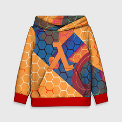 Толстовка-худи детская Half life hexagon steel, цвет: 3D-красный