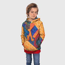 Толстовка-худи детская Half life hexagon steel, цвет: 3D-красный — фото 2