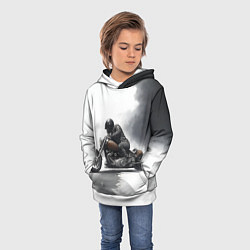 Толстовка-худи детская Крутой байкер скетч, цвет: 3D-белый — фото 2