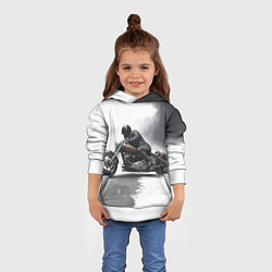 Толстовка-худи детская Крутой байкер скетч, цвет: 3D-белый — фото 2