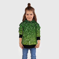 Толстовка-худи детская Мозаика под зеленую змею, цвет: 3D-черный — фото 2