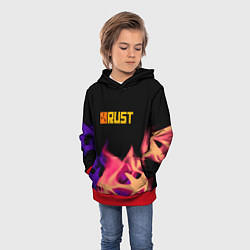 Толстовка-худи детская RUST neon fire, цвет: 3D-красный — фото 2