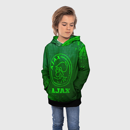 Детская толстовка Ajax - green gradient / 3D-Черный – фото 3