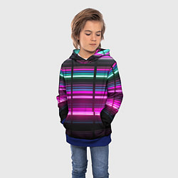 Толстовка-худи детская Неоновые лучи текстура, цвет: 3D-синий — фото 2