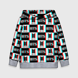 Толстовка-худи детская BTS glitch pattern, цвет: 3D-меланж
